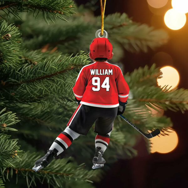 Personalized Kid Hockey Player Ornament - Gifts For Kid Hockey Lovers - Image 3
