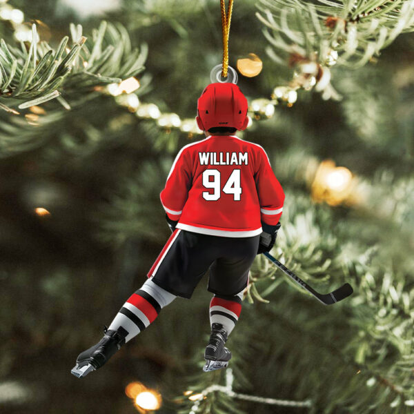 Personalized Kid Hockey Player Ornament - Gifts For Kid Hockey Lovers - Image 2