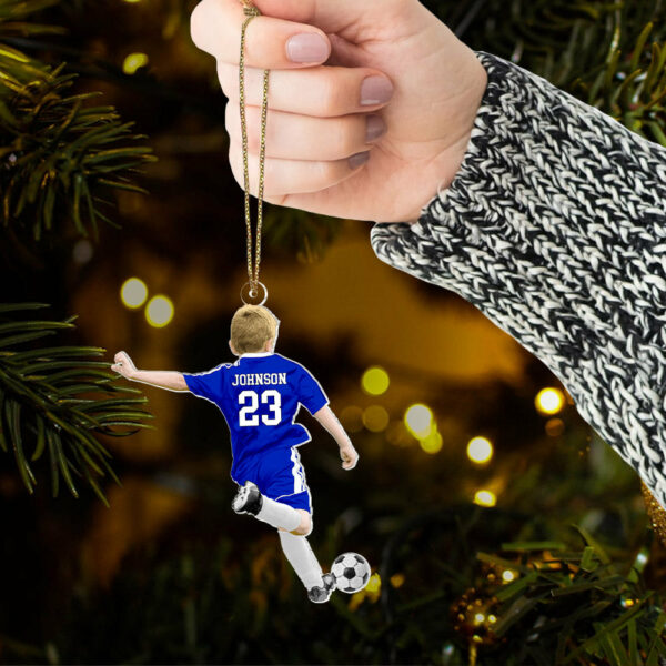 Personalized Little Boy/Kid Soccer Players Acrylic Christmas Ornament - Gift For Soccer Lovers - Image 6
