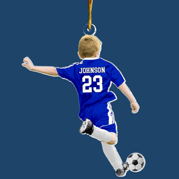 Personalized Little Boy/Kid Soccer Players Acrylic Christmas Ornament - Gift For Soccer Lovers - Image 5
