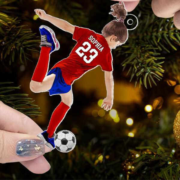 Personalized Little Girl/Kid Soccer Players Acrylic Christmas Ornament - Gift For Soccer Lovers, Best Idea Custom Shape Ornament Christmas - Image 7