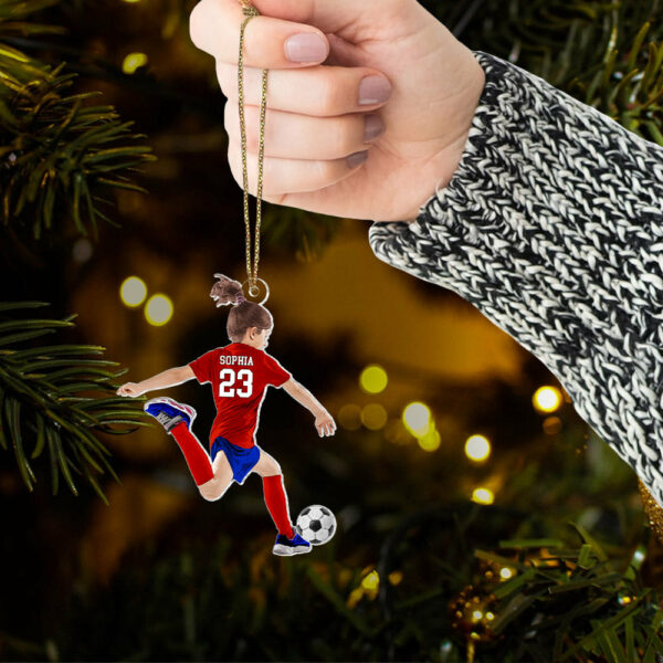 Personalized Little Girl/Kid Soccer Players Acrylic Christmas Ornament - Gift For Soccer Lovers, Best Idea Custom Shape Ornament Christmas - Image 6