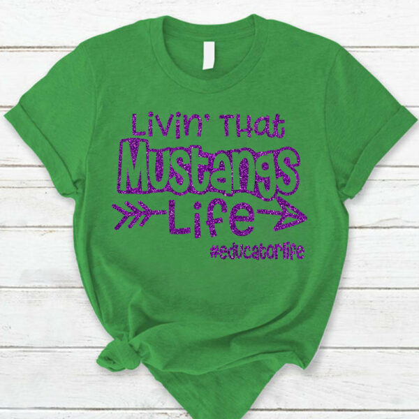 Personalized Livin' That School Mascot Life Custom School Spirit T-Shirt Teacher T-Shirt - Image 10