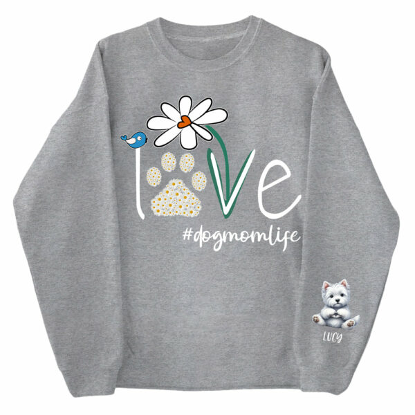 Personalized Love Dog Mom Paw Daisy Flower Shirt - Dogs Giving Heart Hand Sign Cute Art Shirt For Dog Lovers - Image 4