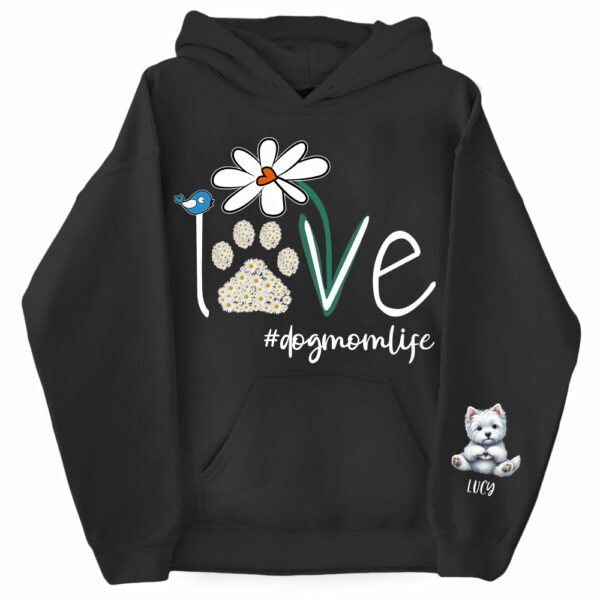 Personalized Love Dog Mom Paw Daisy Flower Shirt - Dogs Giving Heart Hand Sign Cute Art Shirt For Dog Lovers - Image 8