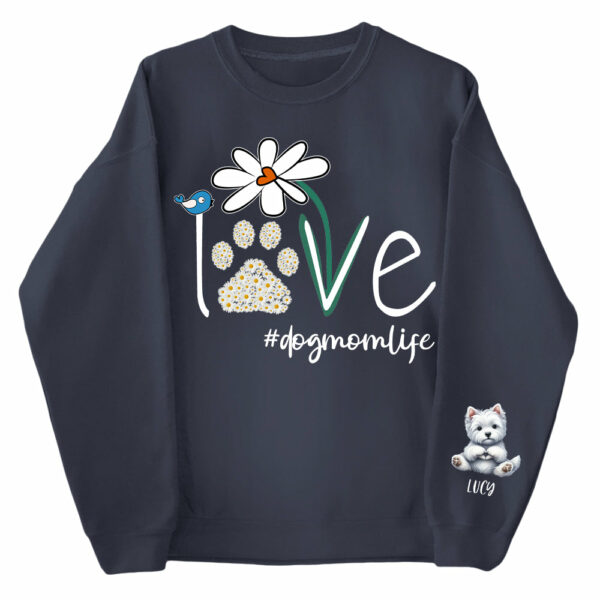 Personalized Love Dog Mom Paw Daisy Flower Shirt - Dogs Giving Heart Hand Sign Cute Art Shirt For Dog Lovers - Image 6