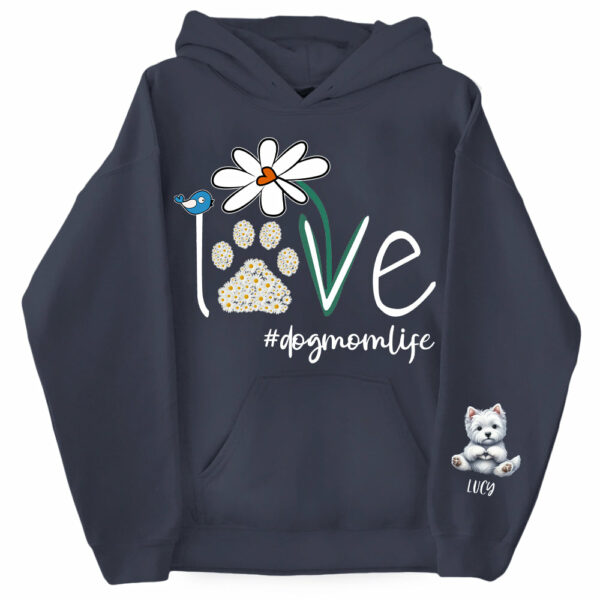 Personalized Love Dog Mom Paw Daisy Flower Shirt - Dogs Giving Heart Hand Sign Cute Art Shirt For Dog Lovers - Image 9