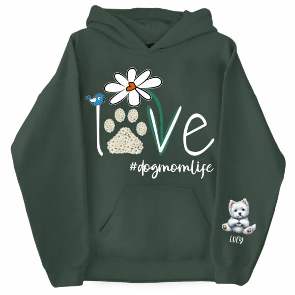 Personalized Love Dog Mom Paw Daisy Flower Shirt - Dogs Giving Heart Hand Sign Cute Art Shirt For Dog Lovers - Image 13