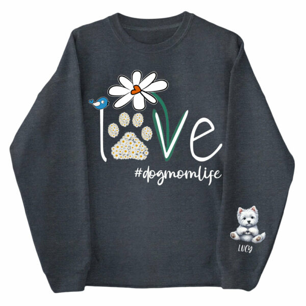 Personalized Love Dog Mom Paw Daisy Flower Shirt - Dogs Giving Heart Hand Sign Cute Art Shirt For Dog Lovers - Image 5