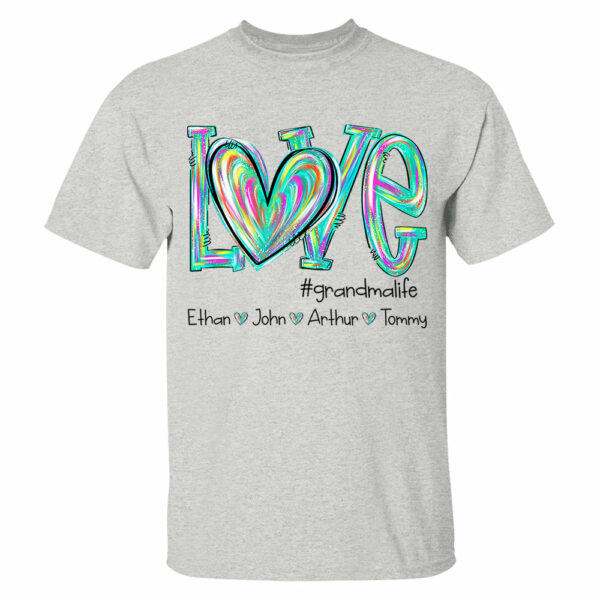 Personalized Love Flower Color 4 Heart For Grandma And Kids Shirt For Grandma & Mom - Mother's Day Gift - Birthday Gift For Her - Image 4