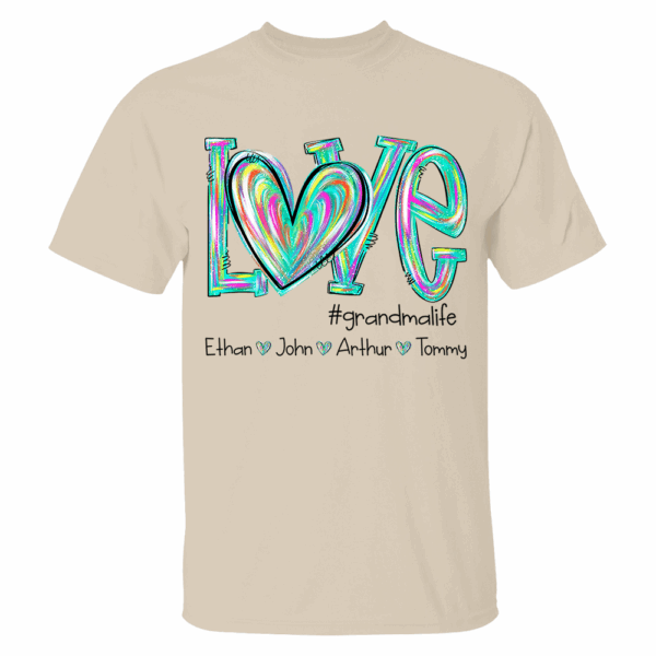 Personalized Love Flower Color 4 Heart For Grandma And Kids Shirt For Grandma & Mom - Mother's Day Gift - Birthday Gift For Her - Image 5