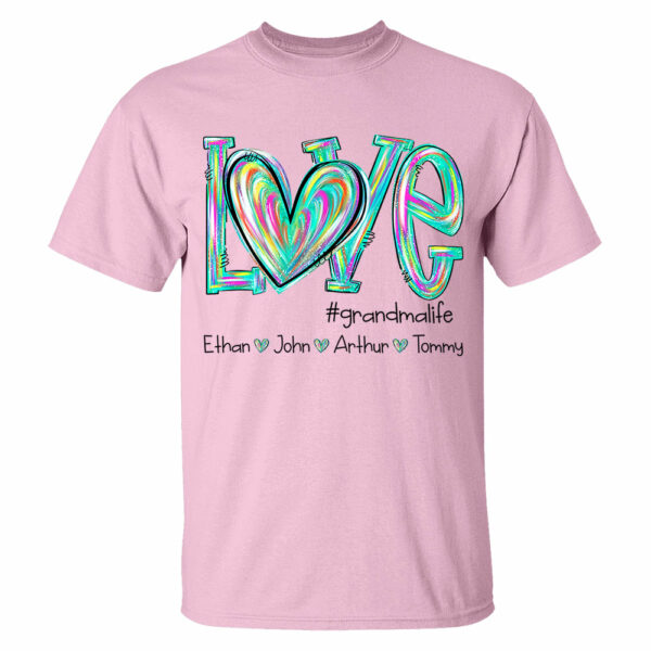 Personalized Love Flower Color 4 Heart For Grandma And Kids Shirt For Grandma & Mom - Mother's Day Gift - Birthday Gift For Her - Image 9