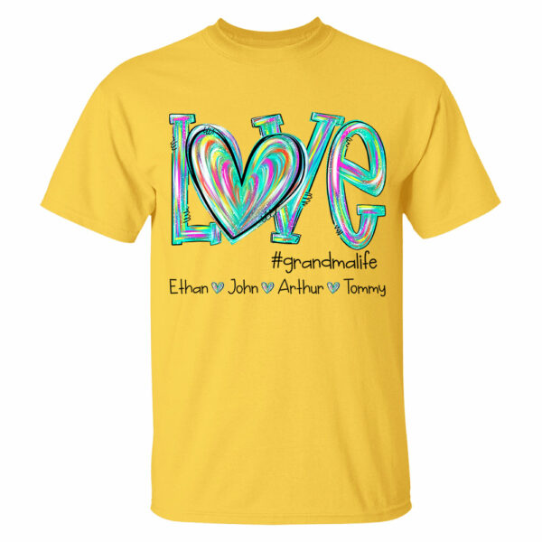Personalized Love Flower Color 4 Heart For Grandma And Kids Shirt For Grandma & Mom - Mother's Day Gift - Birthday Gift For Her - Image 6