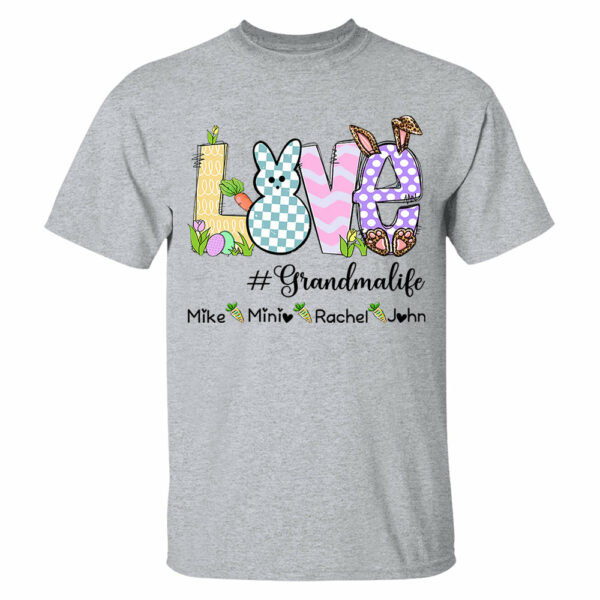 Personalized Love Grandma Life Bunny Easter T-Shirt, Custom Grandma Shirt, Retro Easter Bunny And Carrot Kids - Image 10