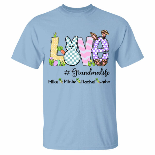 Personalized Love Grandma Life Bunny Easter T-Shirt, Custom Grandma Shirt, Retro Easter Bunny And Carrot Kids - Image 4