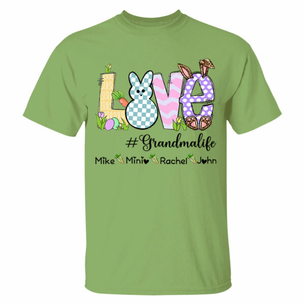 Personalized Love Grandma Life Bunny Easter T-Shirt, Custom Grandma Shirt, Retro Easter Bunny And Carrot Kids - Image 5