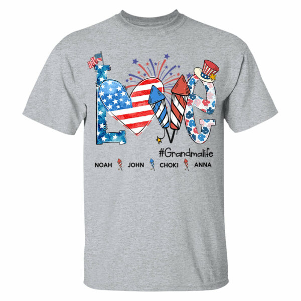 Personalized Love Grandma Life Shirt, 4th of July Shirt, American Grandma Shirt - Image 4