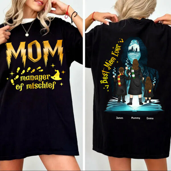 Personalized Magical Mom Manager of Mischief Wizard Mom Shirt