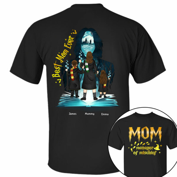 Personalized Magical Mom Manager of Mischief Wizard Mom Shirt - Image 3