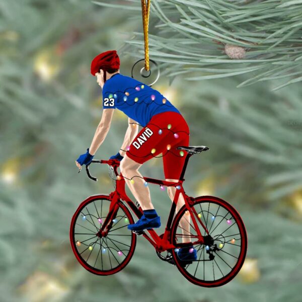 Personalized Male Cyclist, Bike Riding Christmas Ornament for Cyclist - Image 3