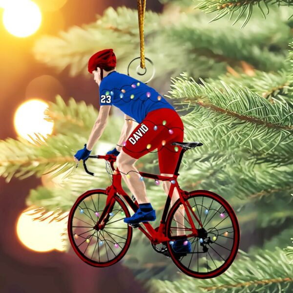 Personalized Male Cyclist, Bike Riding Christmas Ornament for Cyclist - Image 6