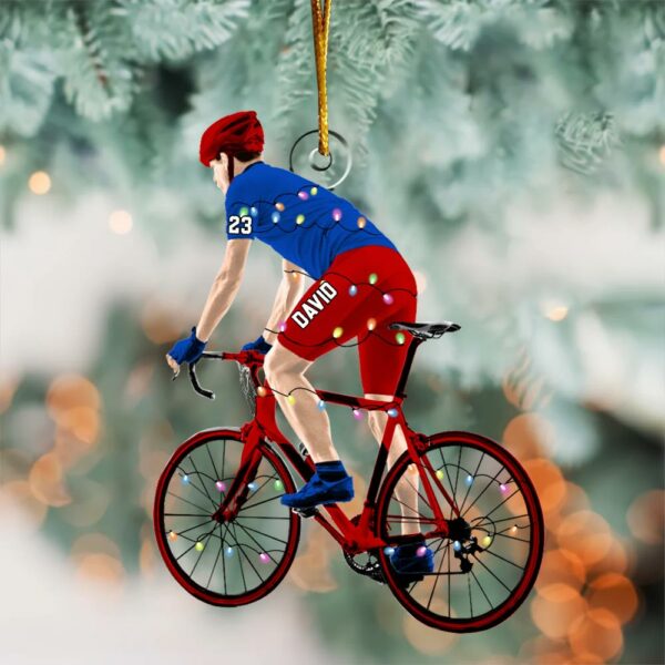 Personalized Male Cyclist, Bike Riding Christmas Ornament for Cyclist - Image 2