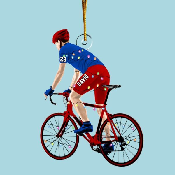 Personalized Male Cyclist, Bike Riding Christmas Ornament for Cyclist - Image 5