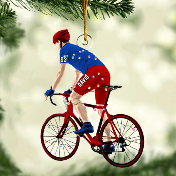 Personalized Male Cyclist, Bike Riding Christmas Ornament for Cyclist - Image 4