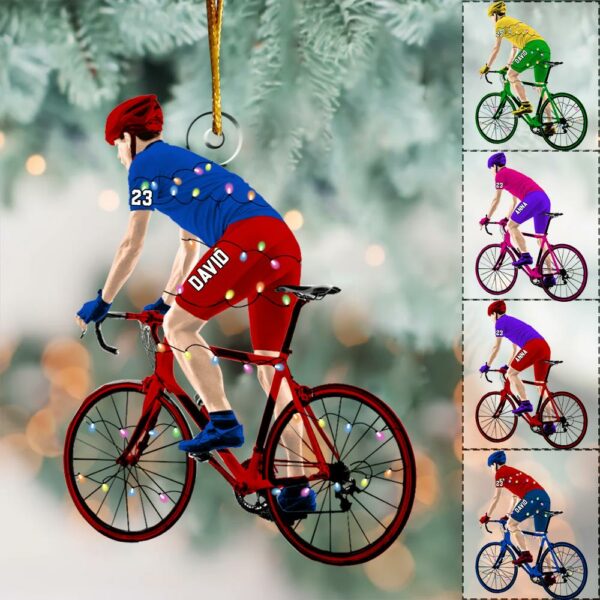 Personalized Male Cyclist, Bike Riding Christmas Ornament for Cyclist
