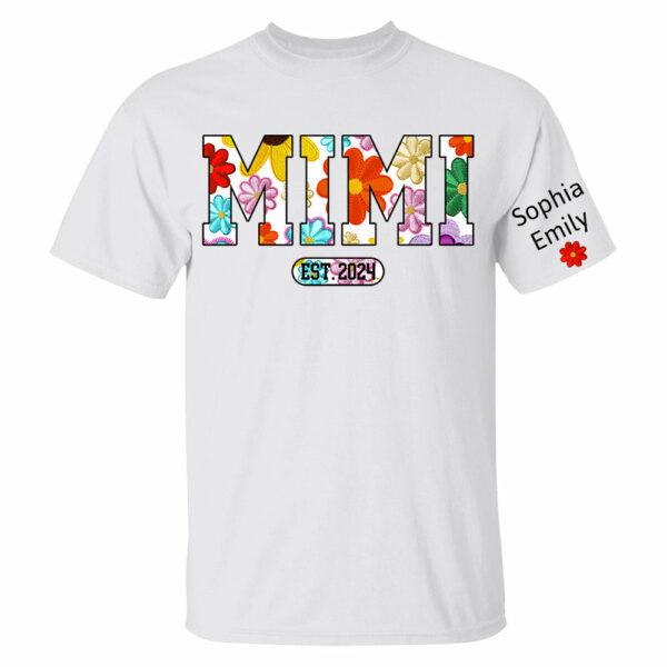 Personalized Mimi Est Spring Floral And Grandkid Shirt - Image 2