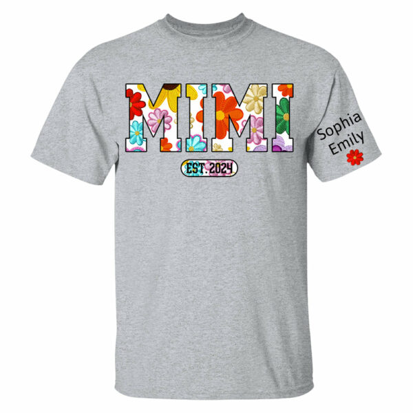 Personalized Mimi Est Spring Floral And Grandkid Shirt - Image 3