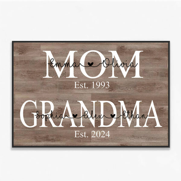 Personalized Mom Est Grandma Est Canvas Prints with Grandkids, Gift for Mom - Image 3