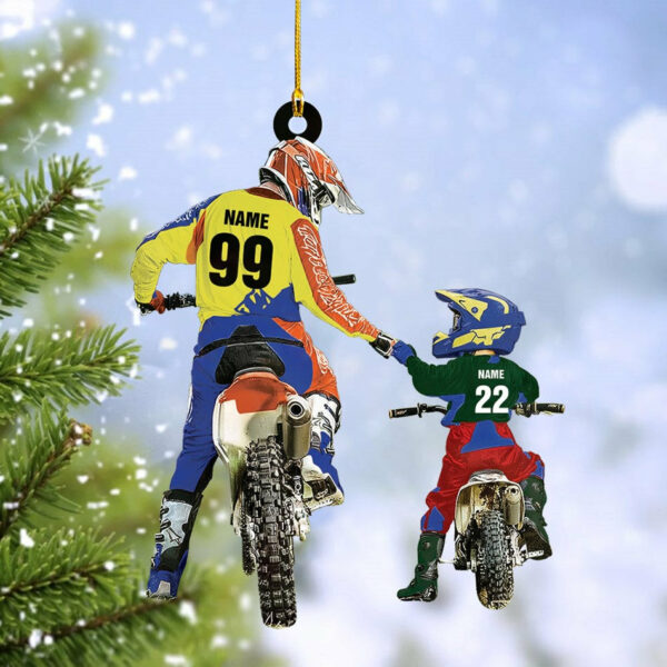 Personalized Motocross Racer Ornament Dad And Kid Motocross Lovers Christmas Ornament H2511 - Image 6