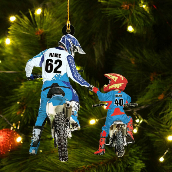 Personalized Motocross Racer Ornament Dad And Kid Motocross Lovers Christmas Ornament H2511 - Image 2