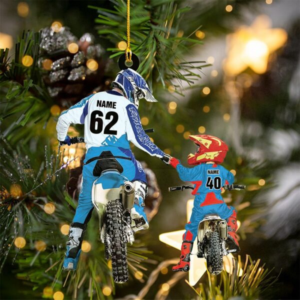 Personalized Motocross Racer Ornament Dad And Kid Motocross Lovers Christmas Ornament H2511 - Image 3