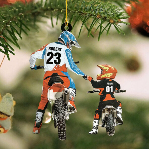 Personalized Motocross Racer Ornament Dad And Kid Motocross Lovers Christmas Ornament H2511 - Image 4