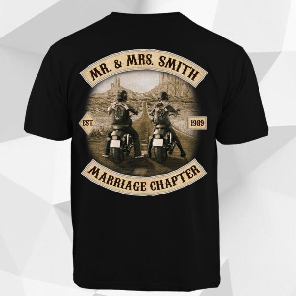Personalized Mr And Mrs Last Name Marriage Chapter Motor Biker Shirt For Biker Couple - Image 2
