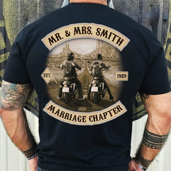Personalized Mr And Mrs Last Name Marriage Chapter Motor Biker Shirt For Biker Couple - Image 3