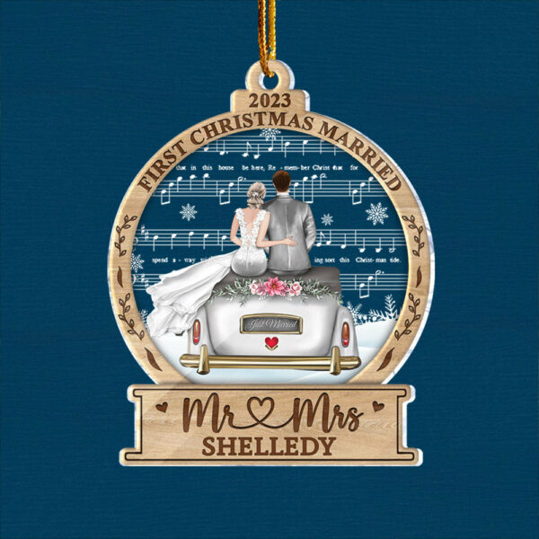 Personalized Mr And Mrs Wedding Christmas Ornament First Christmas Married Mr And Mrs Acrylic Ornament - Image 5