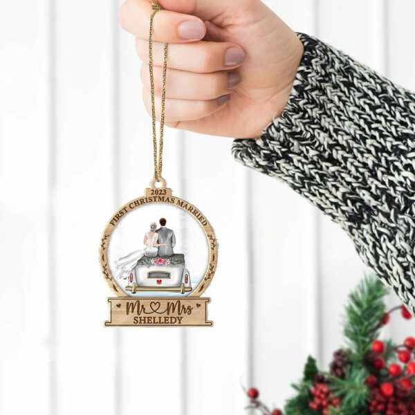 Personalized Mr And Mrs Wedding Christmas Ornament First Christmas Married Mr And Mrs Acrylic Ornament - Image 6