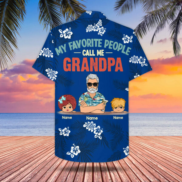 Personalized My Favorite People Call Me Grandpa, Blue And Hibiscus Hawaiian Shirt For Grandpa, Gift For Grandpa - Image 3