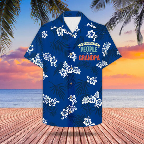 Personalized My Favorite People Call Me Grandpa, Blue And Hibiscus Hawaiian Shirt For Grandpa, Gift For Grandpa - Image 2
