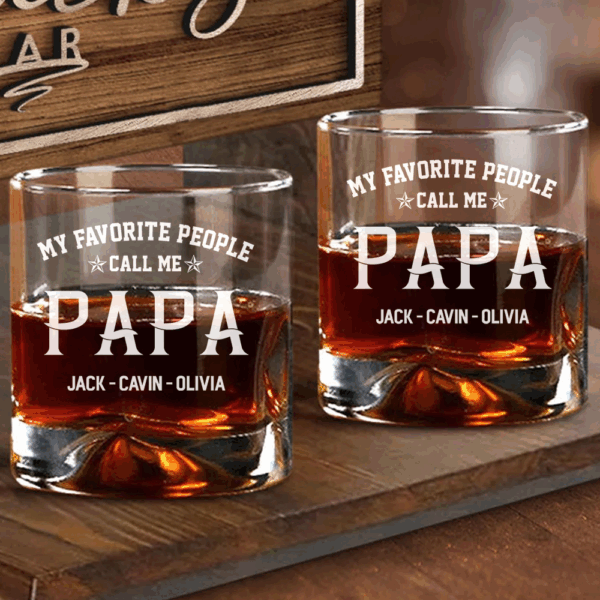 Personalized My Favorite People Call Me Papa Whiskey Glasses - Image 4