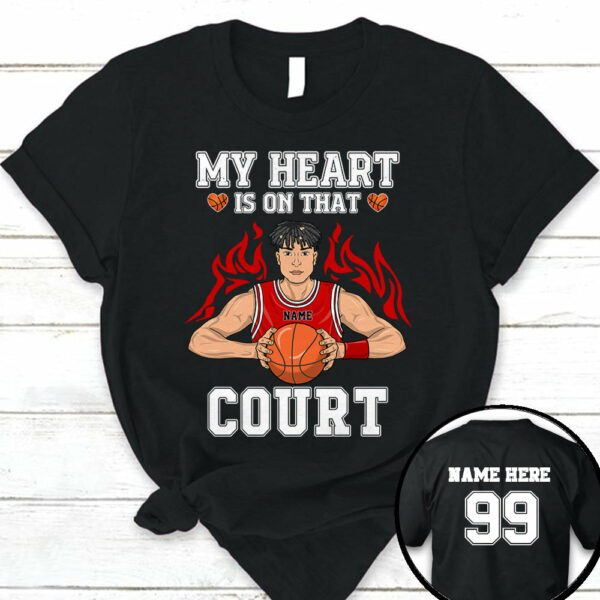 Personalized My Heart Is On That Court Basketball Shirt Custom Name And Number Basketball Shirt - Image 5