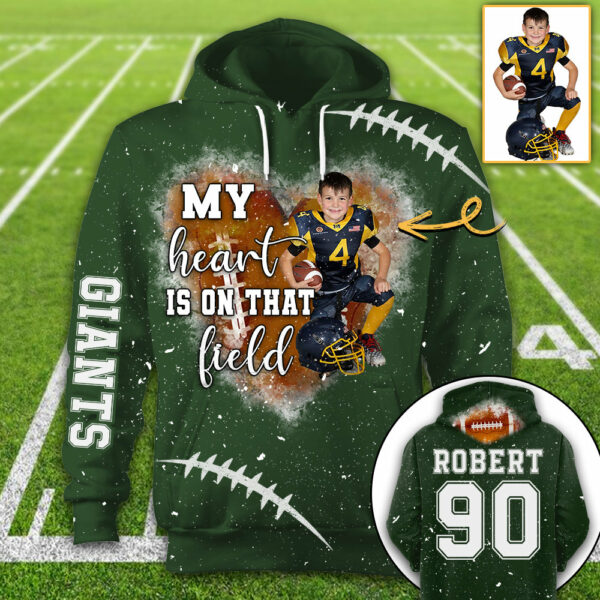 Personalized My Heart Is On That Field Football Custom Photo Player All Over Print Shirt K1702 - Image 4