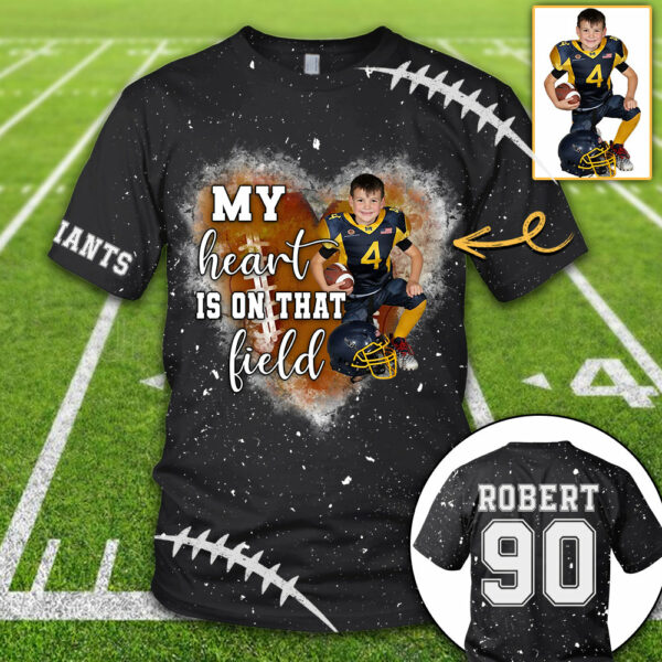 Personalized My Heart Is On That Field Football Custom Photo Player All Over Print Shirt K1702 - Image 11