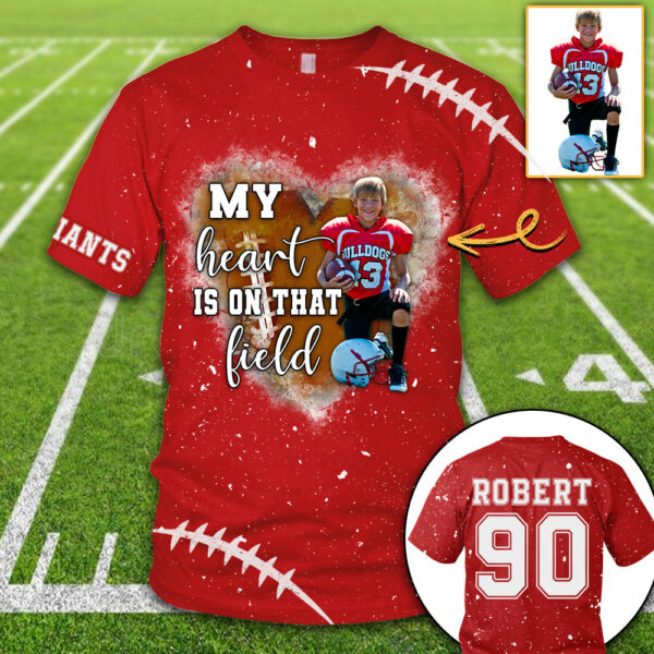 Personalized My Heart Is On That Field Football Custom Photo Player All Over Print Shirt K1702 - Image 8