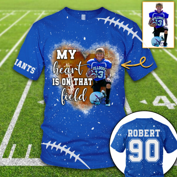 Personalized My Heart Is On That Field Football Custom Photo Player All Over Print Shirt K1702 - Image 10