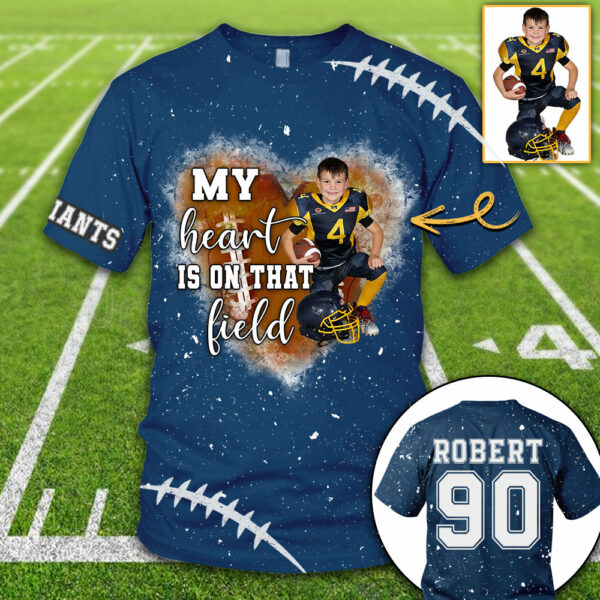 Personalized My Heart Is On That Field Football Custom Photo Player All Over Print Shirt K1702 - Image 7