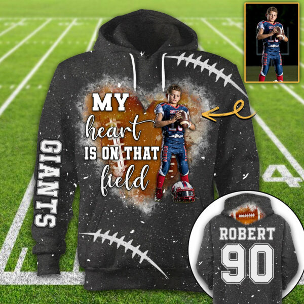 Personalized My Heart Is On That Field Football Custom Photo Player All Over Print Shirt K1702 - Image 2